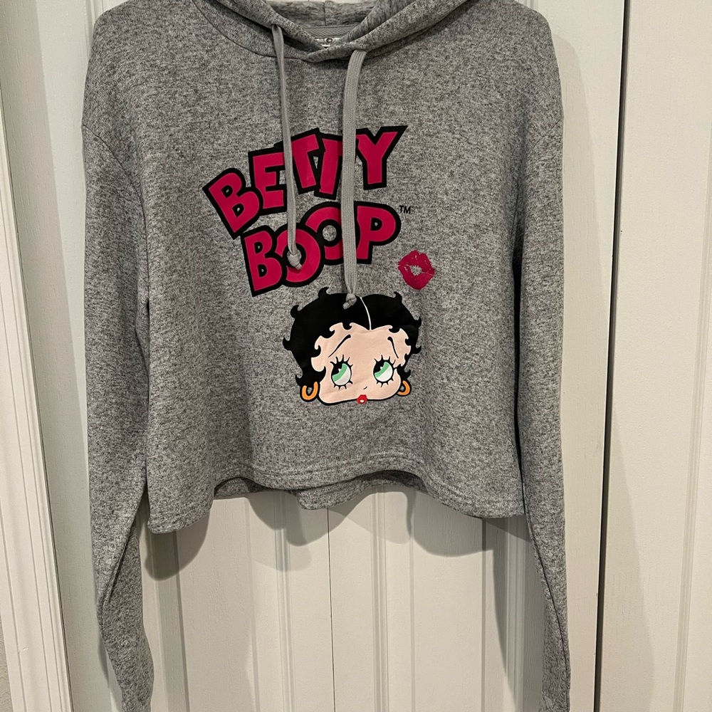 Betty Boop Gray Crop Hoodie